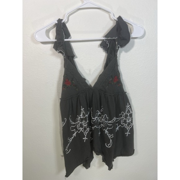 Kimchi Blue Tops - Kimchi Blue Urban Outfitters Kristy Babydoll Embroidered Tank Gray S Festival